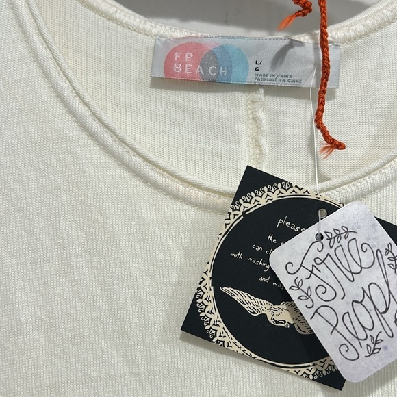 Free people beach tank style drop waist maxi dress Cream Sleeveless Dress large - Picture 2 of 5